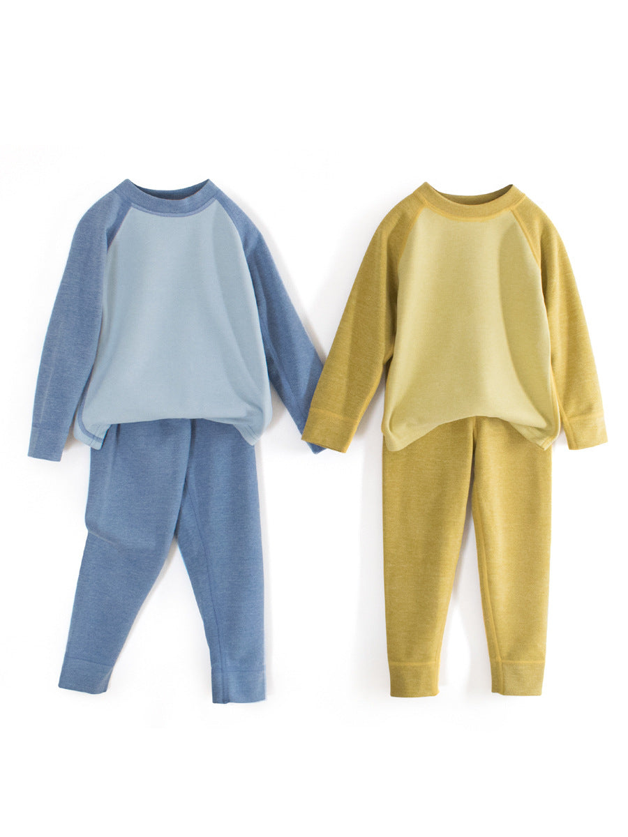Arrival Autumn Kids Unisex Long Sleeves Simple Casual Top and Solid Color Long Trousers – Clothing Set-0
